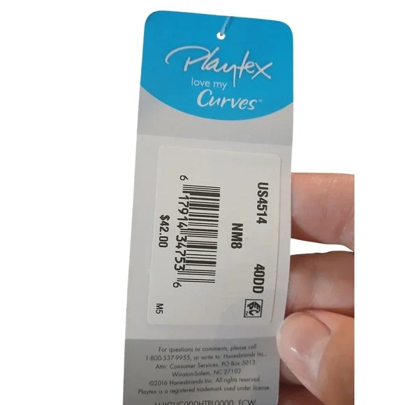 Playtex Love My Curves Lift Bra 40DD Beige Lace Plunge Neckline Stretch Cups - Picture 4 of 9